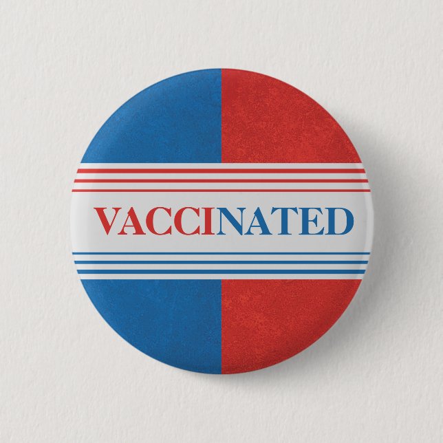 Colorblock Vaccinated Button (Red and Blue) (Front)