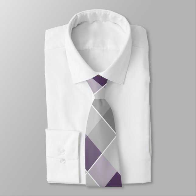 colorblocks plaid purple grey white tie (Tied)