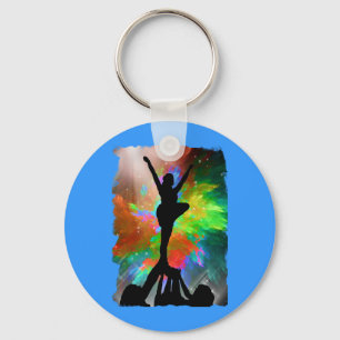 Colorburst Background with Cheerleraders Key Ring