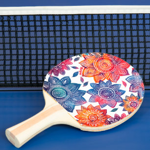 Colorburst Mandala Garden – Vibrant Boho Gift Ping Pong Paddle