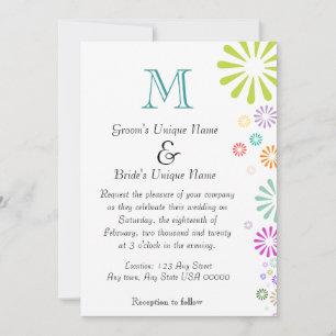Colorbursts Monogram Wedding Invitation