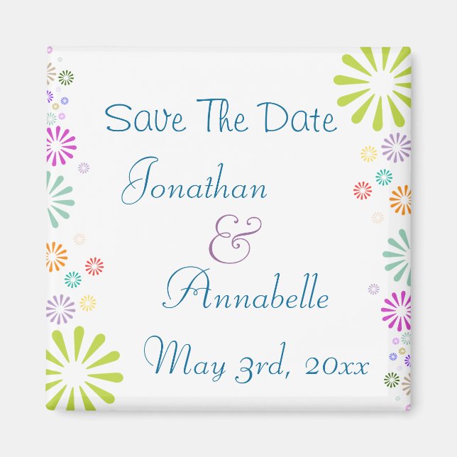 Colorbursts Save The Date Personalised Magnet (Front)