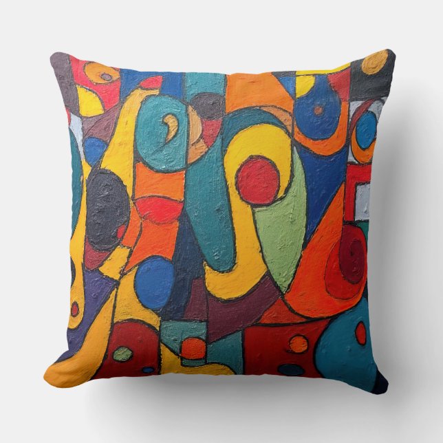 Colorcube 1 Colourful Cubism Throw Pillow (Front)