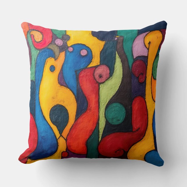 Colorcube 2 Colourful Cubism Throw Pillow (Front)