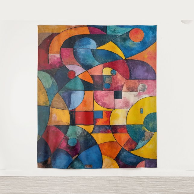Colorcube 3 Colourful Cubism Tapestry (Front)