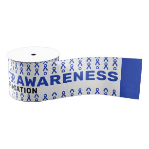 Colorectal Cancer Awareness Pattern Ribbon Grosgrain Ribbon