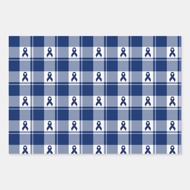 Colorectal Cancer Awareness Plaid Wrapping Paper (Front)