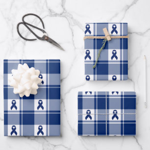 Colorectal Cancer Awareness Plaid Wrapping Paper