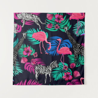 colored african background, giraffe, leopard, tige tapestry