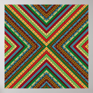 Colored african geometrical motifs and symbols bac poster