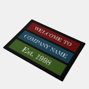 Colored Block Style Company Name, Welcome Doormat