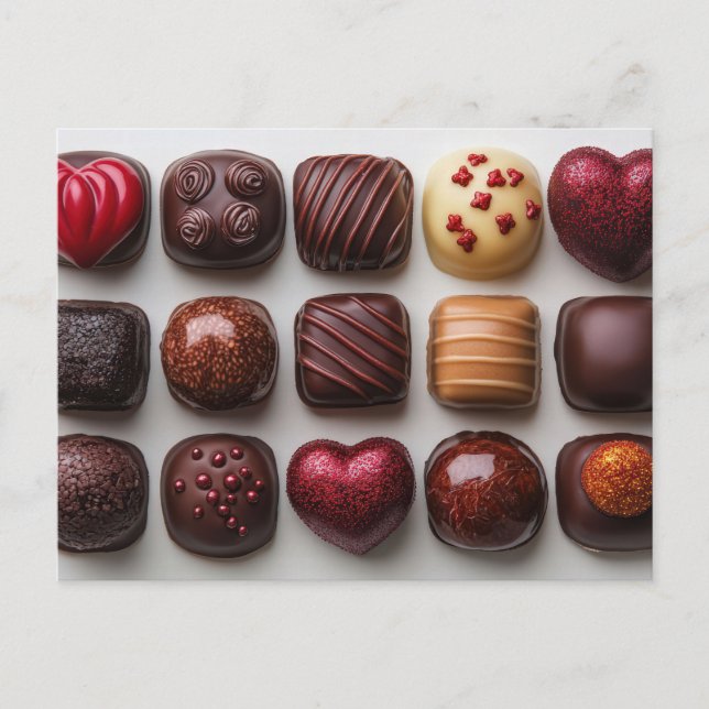 Colored chocolate chocolate valentine postcard (Front)
