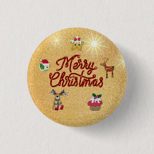Colored Christmas 3 Cm Round Badge