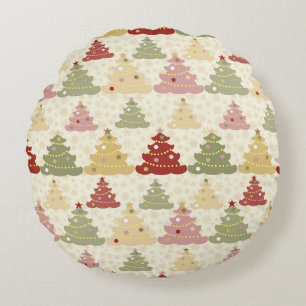 Colored Christmas tree Round Cushion
