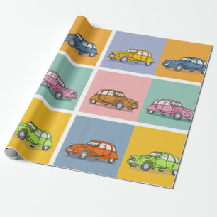 Colored classic cars 2cv Ente Wrapping Paper