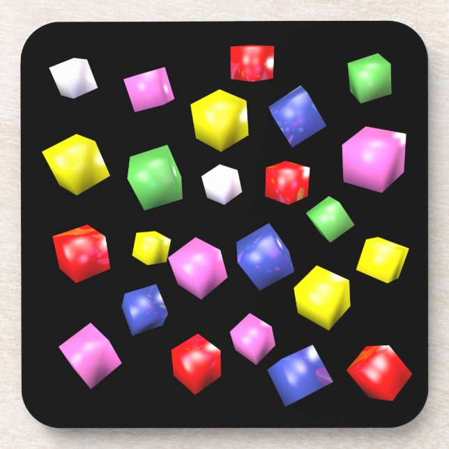 Colored cubes 3d rendered coaster (Front)