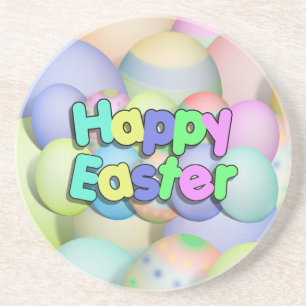 Colored Easter Eggs - Happy Easter Coaster