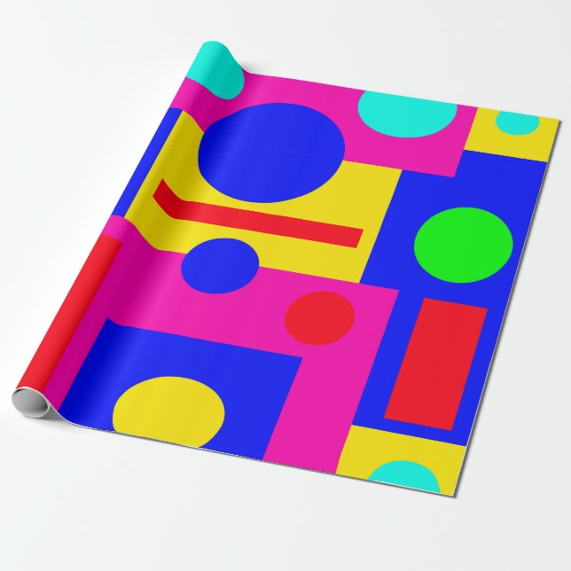 Colored geometric shapes wrapping paper (Unrolled)