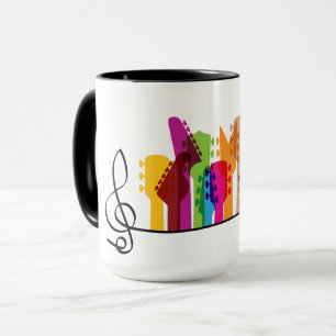 Colored guitar, guitars with music notes. Gitaris Mug