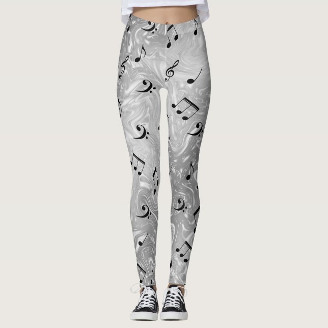 colored leggings elegant notes pattern shiny trend (Front)