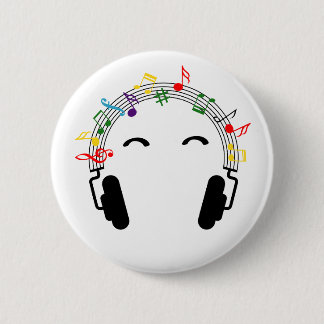 Colored music, bars. Headphones. 6 Cm Round Badge