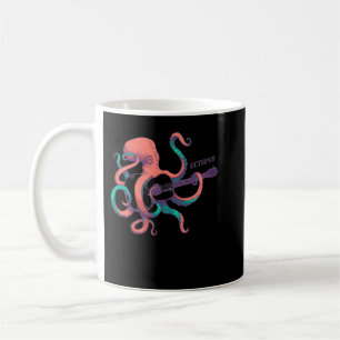Colored octopus playing guitar coffee mug