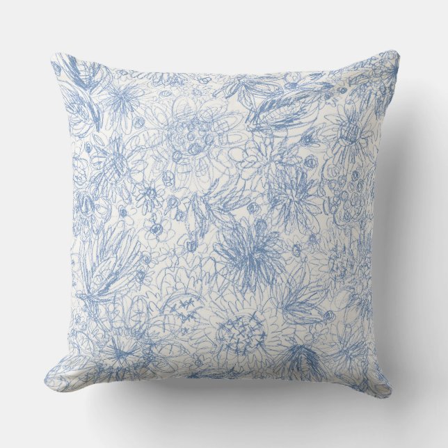 Colored Pencil Floral Cushion (Front)