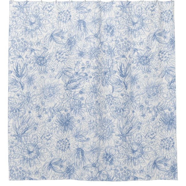 Colored Pencil Floral Shower Curtain (Front)