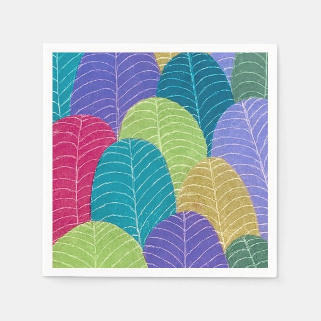 Colored Pencil Leaves Drawing Napkin (Front)