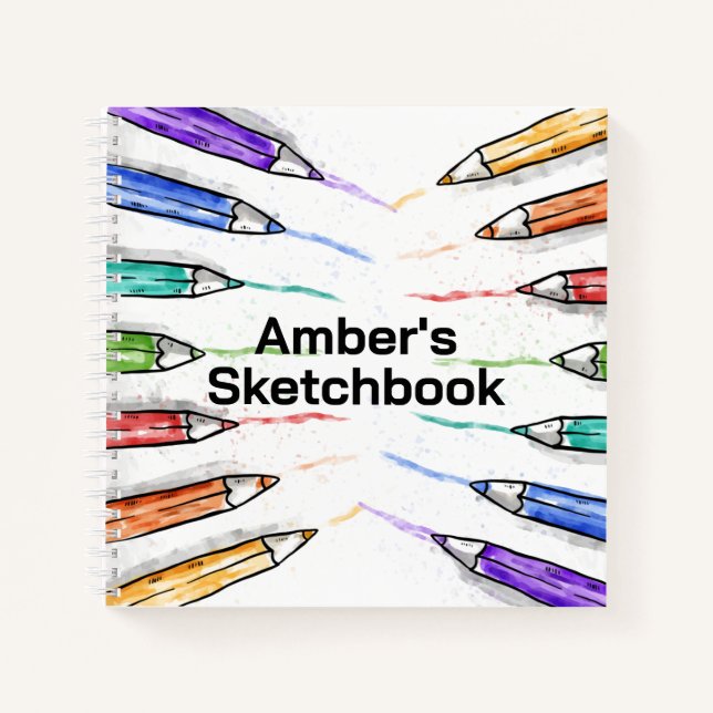 Colored Pencils Personalized Sketchbook  Notebook (Front)