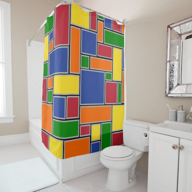 Colored Rectangles Shower Curtain (In Situ)