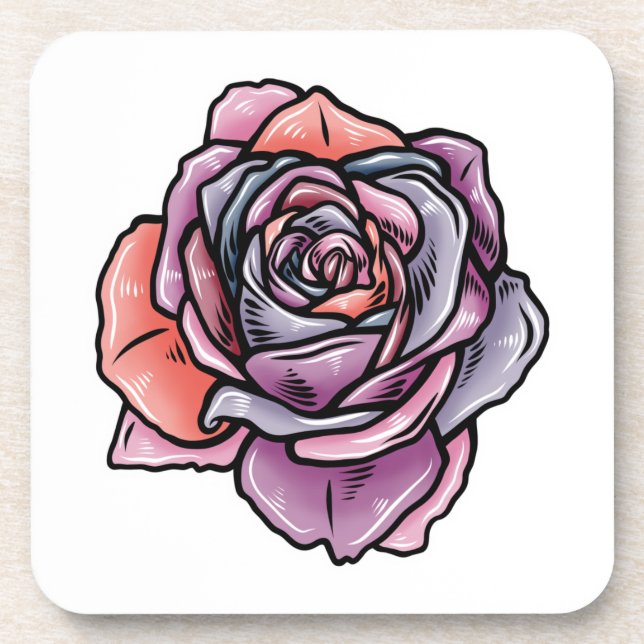 Colored Rose Flower Coaster (Front)