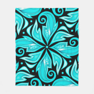 Colored Seamless Pattern with Floral Ethnic Motifs Fleece Blanket