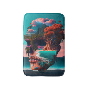 Colored skull head bath mat