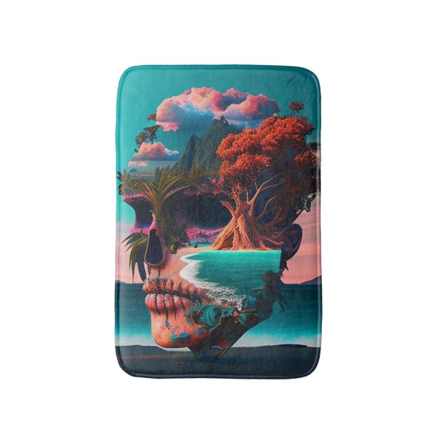 Colored Skull Head Bath Mat (Front Vertical)
