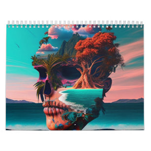 Colored skull head calendar