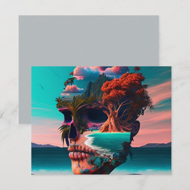 Colored Skull Head Card (Front/Back)