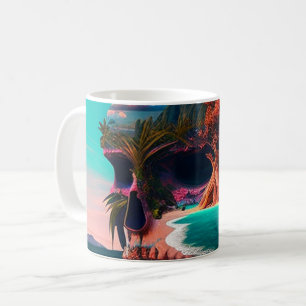 Colored skull head coffee mug