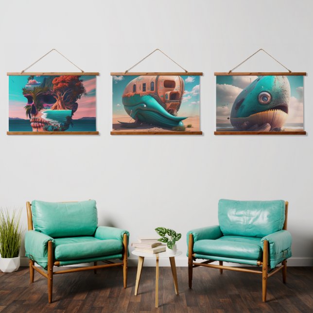 Colored skull head hanging tapestry (Living Room)