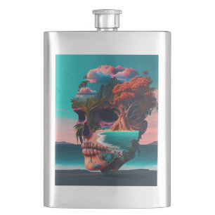 Colored skull head hip flask