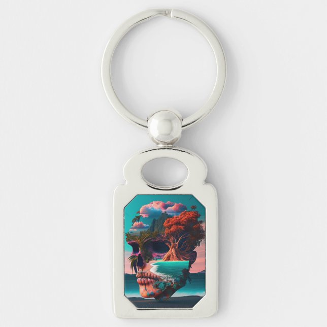 Colored skull head key ring (Front)