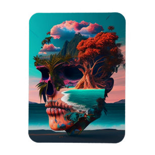 Colored skull head magnet