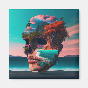 Colored skull head magnet