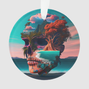 Colored skull head ornament