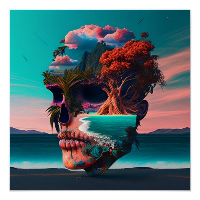 Colored skull head poster (Front)