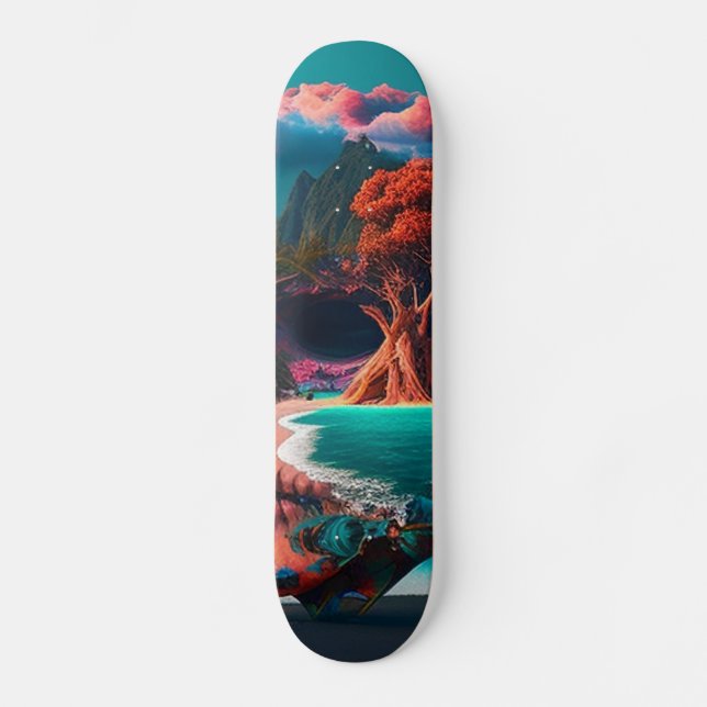Colored skull head skateboard (Front)
