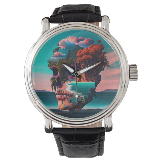Colored skull head watch (Front)