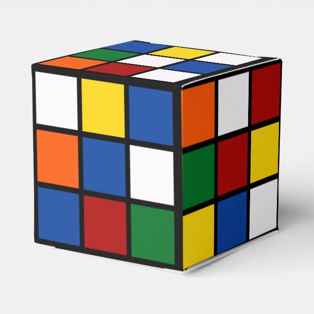 Colored squares Cubic Favour Box (Back Side)