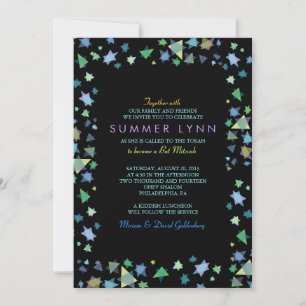COLORED STARS Bar Bat Mitzvah Invitation