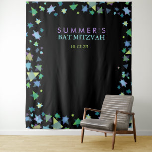 COLORED STARS Bar Bat Mitzvah Photo Op Backdrop Tapestry